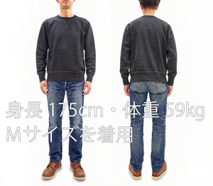 Buzz Rickson's Men's Set-In Crew Neck Sweatshirt, Tubular Body, V-Gusset, 100% Cotton Brushed-Back Fleece, Made in Japan (BR65622 119 Faded Black)