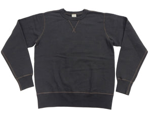 Buzz Rickson's Men's Set-In Crew Neck Sweatshirt, Tubular Body, V-Gusset, 100% Cotton Brushed-Back Fleece, Made in Japan (BR65622 119 Faded Black)