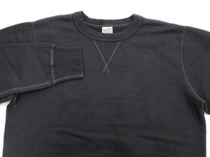 Buzz Rickson's Men's Set-In Crew Neck Sweatshirt, Tubular Body, V-Gusset, 100% Cotton Brushed-Back Fleece, Made in Japan (BR65622 119 Faded Black)
