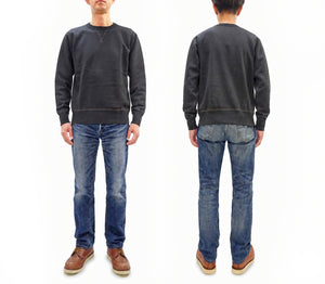 Buzz Rickson's Men's Set-In Crew Neck Sweatshirt, Tubular Body, V-Gusset, 100% Cotton Brushed-Back Fleece, Made in Japan (BR65622 119 Faded Black)