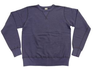 Buzz Rickson's Men's Set-In Crew Neck Sweatshirt, Tubular Body, V-Gusset, 100% Cotton Brushed-Back Fleece, Made in Japan (BR65622 128 Navy)