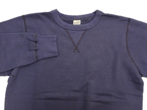Buzz Rickson's Men's Set-In Crew Neck Sweatshirt, Tubular Body, V-Gusset, 100% Cotton Brushed-Back Fleece, Made in Japan (BR65622 128 Navy)