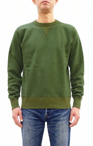 Buzz Rickson's Men's Set-In Crew Neck Sweatshirt, Tubular Body, V-Gusset, 100% Cotton Brushed-Back Fleece, Made in Japan (BR65622 149 Olive)