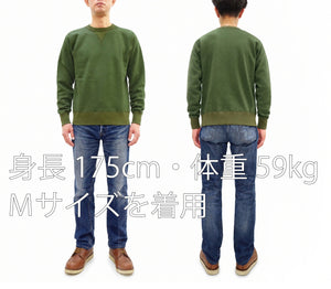 Buzz Rickson's Men's Set-In Crew Neck Sweatshirt, Tubular Body, V-Gusset, 100% Cotton Brushed-Back Fleece, Made in Japan (BR65622 149 Olive)