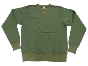 Buzz Rickson's Men's Set-In Crew Neck Sweatshirt, Tubular Body, V-Gusset, 100% Cotton Brushed-Back Fleece, Made in Japan (BR65622 149 Olive)