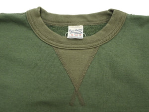 Buzz Rickson's Men's Set-In Crew Neck Sweatshirt, Tubular Body, V-Gusset, 100% Cotton Brushed-Back Fleece, Made in Japan (BR65622 149 Olive)