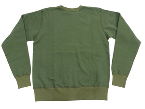 Buzz Rickson's Men's Set-In Crew Neck Sweatshirt, Tubular Body, V-Gusset, 100% Cotton Brushed-Back Fleece, Made in Japan (BR65622 149 Olive)