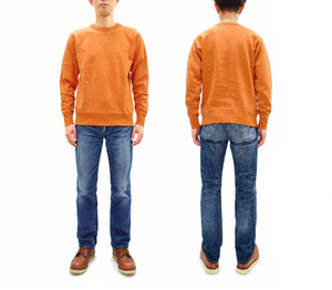 Buzz Rickson's Men's Set-In Crew Neck Sweatshirt, Tubular Body, V-Gusset, 100% Cotton Brushed-Back Fleece, Made in Japan (BR65622 159 Orange)