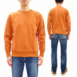 Buzz Rickson's Men's Set-In Crew Neck Sweatshirt, Tubular Body, V-Gusset, 100% Cotton Brushed-Back Fleece, Made in Japan (BR65622 159 Orange)