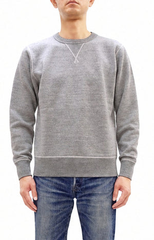 Buzz Rickson's Men's Set-In Crew Neck Sweatshirt, Tubular Body, V-Gusset, 100% Cotton Brushed-Back Fleece, Made in Japan (BR65622 113 Heather Gray)