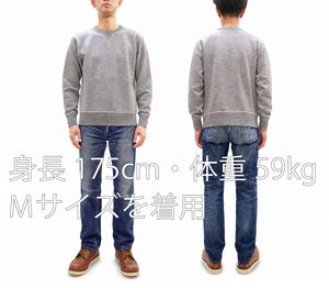 Buzz Rickson's Men's Set-In Crew Neck Sweatshirt, Tubular Body, V-Gusset, 100% Cotton Brushed-Back Fleece, Made in Japan (BR65622 113 Heather Gray)