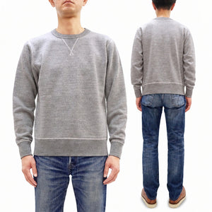 Buzz Rickson's Men's Set-In Crew Neck Sweatshirt, Tubular Body, V-Gusset, 100% Cotton Brushed-Back Fleece, Made in Japan (BR65622 113 Heather Gray)