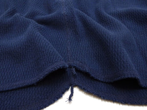 Buzz Rickson Waffle-Knit Thermal Henley T-Shirt Men's Long Sleeve Plain 3-Button Placket Heavyweight Thermal Tee BR68130 128 Navy-Blue