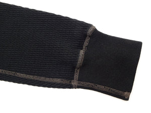 Buzz Rickson's Men's Vintage-Inspired Long-Sleeve Thermal Henley T-Shirt, 100% Cotton Waffle Knit, Three-Button Placket, Four-Needle Flatseams, Made in Japan (BR68130 119 Black)