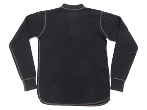 Buzz Rickson's Men's Vintage-Inspired Long-Sleeve Thermal Henley T-Shirt, 100% Cotton Waffle Knit, Three-Button Placket, Four-Needle Flatseams, Made in Japan (BR68130 119 Black)
