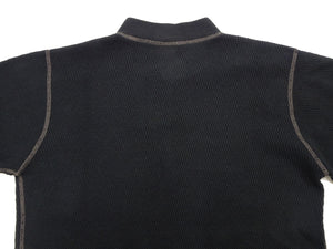 Buzz Rickson's Men's Vintage-Inspired Long-Sleeve Thermal Henley T-Shirt, 100% Cotton Waffle Knit, Three-Button Placket, Four-Needle Flatseams, Made in Japan (BR68130 119 Black)