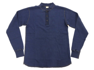 Buzz Rickson's Men's Vintage-Inspired Long-Sleeve Thermal Henley T-Shirt, 100% Cotton Waffle Knit, Three-Button Placket, Four-Needle Flatseams, Made in Japan (BR68130 128 Navy)
