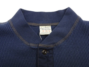 Buzz Rickson's Men's Vintage-Inspired Long-Sleeve Thermal Henley T-Shirt, 100% Cotton Waffle Knit, Three-Button Placket, Four-Needle Flatseams, Made in Japan (BR68130 128 Navy)
