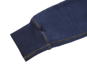 Buzz Rickson's Men's Vintage-Inspired Long-Sleeve Thermal Henley T-Shirt, 100% Cotton Waffle Knit, Three-Button Placket, Four-Needle Flatseams, Made in Japan (BR68130 128 Navy)