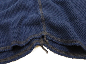 Buzz Rickson's Men's Vintage-Inspired Long-Sleeve Thermal Henley T-Shirt, 100% Cotton Waffle Knit, Three-Button Placket, Four-Needle Flatseams, Made in Japan (BR68130 128 Navy)