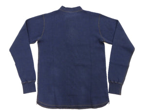 Buzz Rickson's Men's Vintage-Inspired Long-Sleeve Thermal Henley T-Shirt, 100% Cotton Waffle Knit, Three-Button Placket, Four-Needle Flatseams, Made in Japan (BR68130 128 Navy)