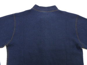 Buzz Rickson's Men's Vintage-Inspired Long-Sleeve Thermal Henley T-Shirt, 100% Cotton Waffle Knit, Three-Button Placket, Four-Needle Flatseams, Made in Japan (BR68130 128 Navy)