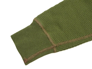 Buzz Rickson's Men's Vintage-Inspired Long-Sleeve Thermal Henley T-Shirt, 100% Cotton Waffle Knit, Three-Button Placket, Four-Needle Flatseams, Made in Japan (BR68130 149 Olive)