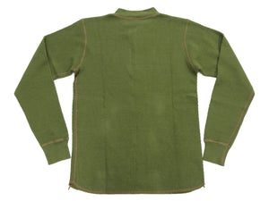 Buzz Rickson's Men's Vintage-Inspired Long-Sleeve Thermal Henley T-Shirt, 100% Cotton Waffle Knit, Three-Button Placket, Four-Needle Flatseams, Made in Japan (BR68130 149 Olive)