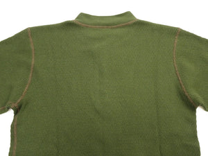 Buzz Rickson's Men's Vintage-Inspired Long-Sleeve Thermal Henley T-Shirt, 100% Cotton Waffle Knit, Three-Button Placket, Four-Needle Flatseams, Made in Japan (BR68130 149 Olive)
