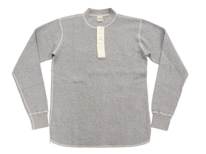 Buzz Rickson's Men's Vintage-Inspired Long-Sleeve Thermal Henley T-Shirt, 100% Cotton Waffle Knit, Three-Button Placket, Four-Needle Flatseams, Made in Japan (BR68130 113 Heather Gray)