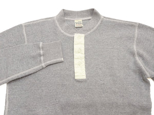 Buzz Rickson's Men's Vintage-Inspired Long-Sleeve Thermal Henley T-Shirt, 100% Cotton Waffle Knit, Three-Button Placket, Four-Needle Flatseams, Made in Japan (BR68130 113 Heather Gray)