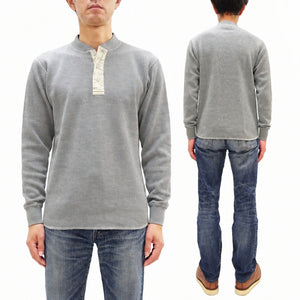 Buzz Rickson's Men's Vintage-Inspired Long-Sleeve Thermal Henley T-Shirt, 100% Cotton Waffle Knit, Three-Button Placket, Four-Needle Flatseams, Made in Japan (BR68130 113 Heather Gray)