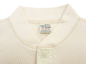 Buzz Rickson's Men's Vintage-Inspired Long-Sleeve Thermal Henley T-Shirt, 100% Cotton Waffle Knit, Three-Button Placket, Four-Needle Flatseams, Made in Japan (BR68130 109 Natural)