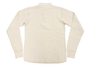 Buzz Rickson's Men's Vintage-Inspired Long-Sleeve Thermal Henley T-Shirt, 100% Cotton Waffle Knit, Three-Button Placket, Four-Needle Flatseams, Made in Japan (BR68130 109 Natural)