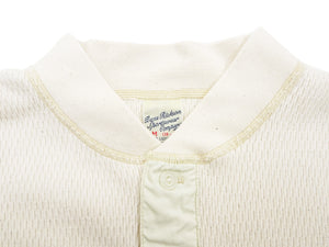 Buzz Rickson Waffle-Knit Thermal Henley T-Shirt Men's Long Sleeve Plain 3-Button Placket Heavyweight Thermal Tee BR68130 109 Natural