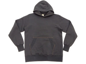 Buzz Rickson's Men's Plain Pullover Hoodie, Medium-Weight Brushed-Back Cotton Hooded Sweatshirt, Tubular Body, Made in Japan (BR68914 Faded Black)