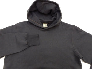 Buzz Rickson's Men's Plain Pullover Hoodie, Medium-Weight Brushed-Back Cotton Hooded Sweatshirt, Tubular Body, Made in Japan (BR68914 Faded Black)