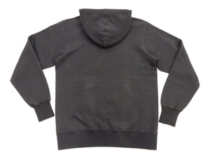 Buzz Rickson's Men's Plain Pullover Hoodie, Medium-Weight Brushed-Back Cotton Hooded Sweatshirt, Tubular Body, Made in Japan (BR68914 Faded Black)