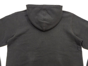 Buzz Rickson's Men's Plain Pullover Hoodie, Medium-Weight Brushed-Back Cotton Hooded Sweatshirt, Tubular Body, Made in Japan (BR68914 Faded Black)