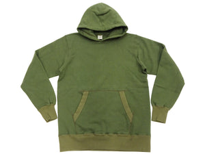 Buzz Rickson's Men's Plain Pullover Hoodie, Medium-Weight Brushed-Back Cotton Hooded Sweatshirt, Tubular Body, Made in Japan (BR68914 149 Olive)