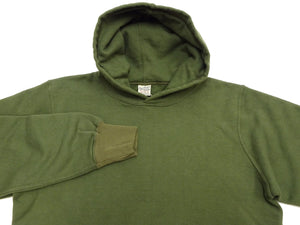 Buzz Rickson's Men's Plain Pullover Hoodie, Medium-Weight Brushed-Back Cotton Hooded Sweatshirt, Tubular Body, Made in Japan (BR68914 149 Olive)