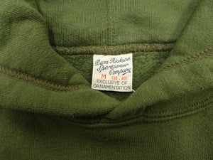 Buzz Rickson's Men's Plain Pullover Hoodie, Medium-Weight Brushed-Back Cotton Hooded Sweatshirt, Tubular Body, Made in Japan (BR68914 149 Olive)