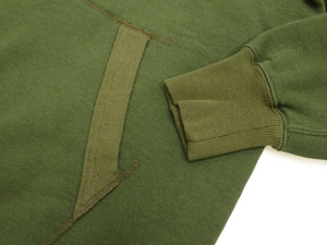 Buzz Rickson's Men's Plain Pullover Hoodie, Medium-Weight Brushed-Back Cotton Hooded Sweatshirt, Tubular Body, Made in Japan (BR68914 149 Olive)