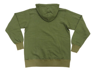 Buzz Rickson's Men's Plain Pullover Hoodie, Medium-Weight Brushed-Back Cotton Hooded Sweatshirt, Tubular Body, Made in Japan (BR68914 149 Olive)