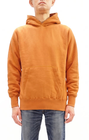 Buzz Rickson's Men's Plain Pullover Hoodie, Medium-Weight Brushed-Back Cotton Hooded Sweatshirt, Tubular Body, Made in Japan (BR68914 159 Orange)