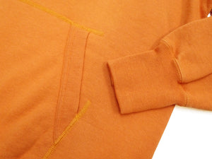 Buzz Rickson's Men's Plain Pullover Hoodie, Medium-Weight Brushed-Back Cotton Hooded Sweatshirt, Tubular Body, Made in Japan (BR68914 159 Orange)