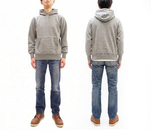 Buzz Rickson's Men's Plain Pullover Hoodie, Medium-Weight Brushed-Back Cotton Hooded Sweatshirt, Tubular Body, Made in Japan (BR68914 113 Heather Gray)