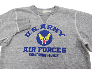 Buzz Rickson Sweatshirt Men's Us Army Air Force California Flyers Military Graphic Loop-wheeled Vintage Style BR69334 113 Heather-Gray