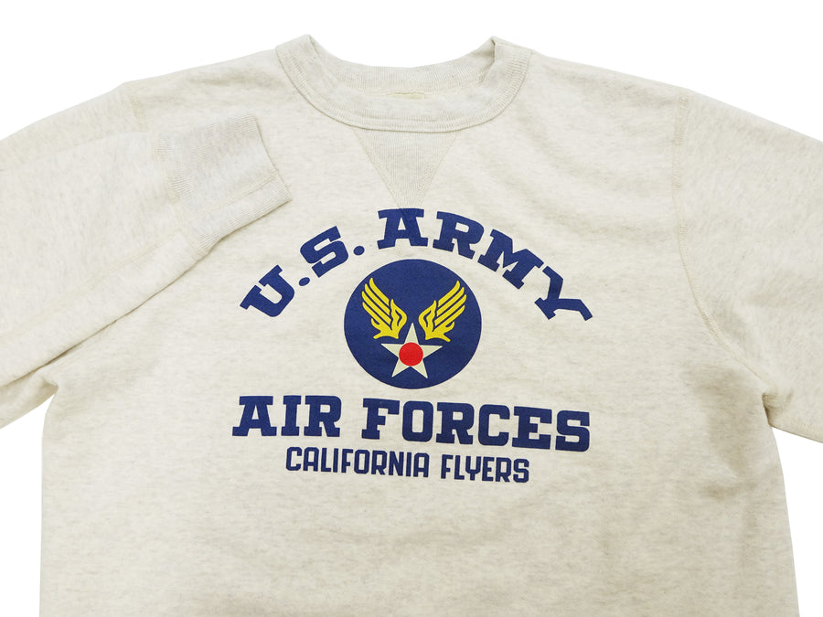 Buzz Rickson Sweatshirt Men's Us Army Air Force California Flyers Military Graphic Loop-wheeled Vintage Style BR69334 131 Oatmeal