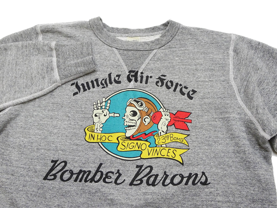 Buzz Rickson Sweatshirt Men's WW2 Bomber Barons Military Graphic Loop-wheeled Vintage Style BR69338 113 Heather-Gray